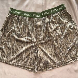 HeyBo Mossy Oak Bottomland Camouflage Boxers New Moisture Wicking Sz Large
